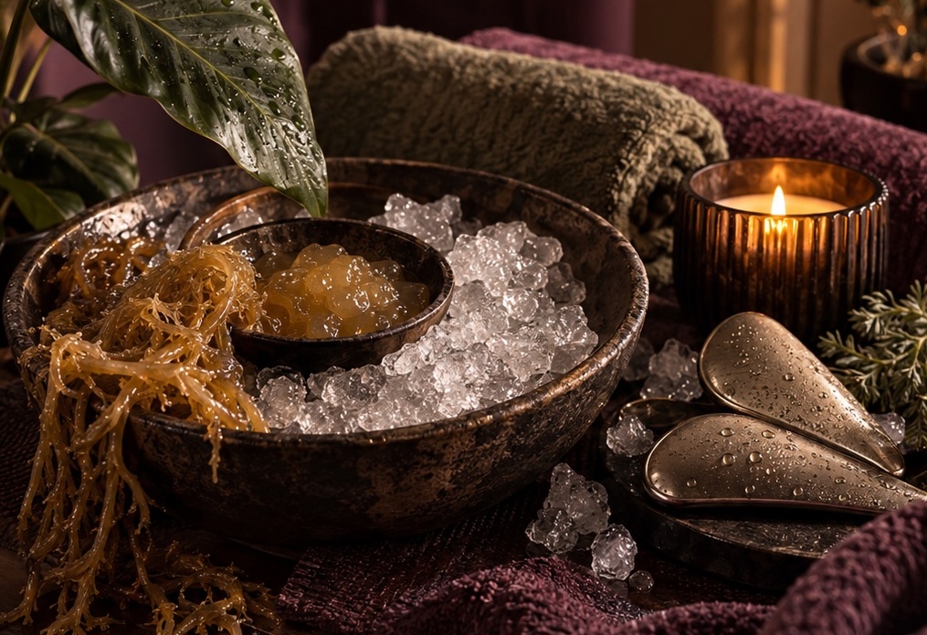 Sea moss, ice and cooling metal tools